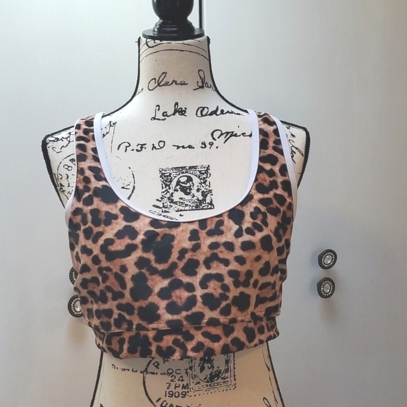 ZYIA Womens Leopard Print Racerback Sports Bra Sz.XXL NO PADS - Picture 1 of 3